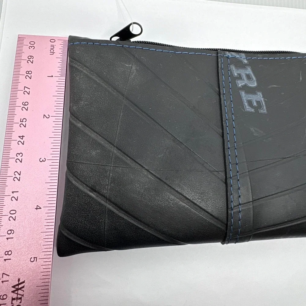 Design Ideas Folio Pouch Recycled Tire Rubber Medium Black Zippered Bag‎